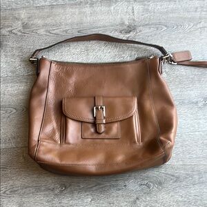 COACH semi-shoulder bag / brown leather